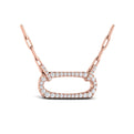 Diamond Accent East West Open Oval Pendant with Link Necklace