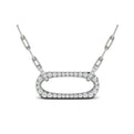 Diamond Accent East West Open Oval Pendant with Link Necklace