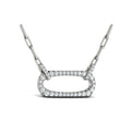 Diamond Accent East West Open Oval Pendant with Link Necklace