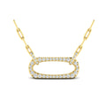 Diamond Accent East West Open Oval Pendant with Link Necklace