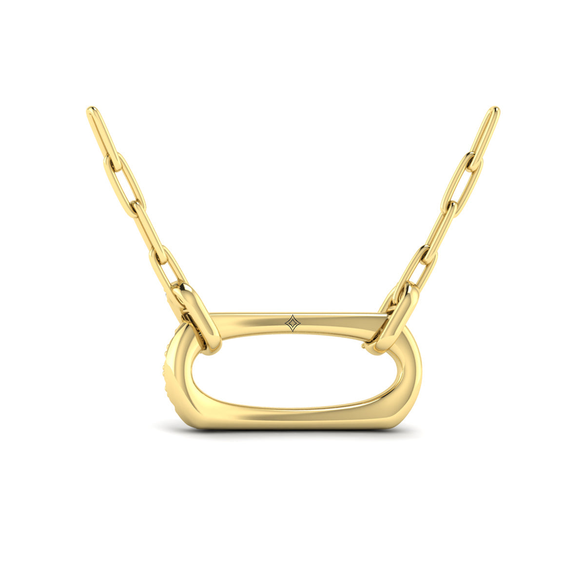 Diamond Accent East West Open Oval Pendant with Link Necklace