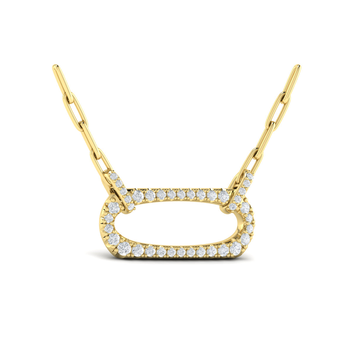 Diamond Accent East West Open Oval Pendant with Link Necklace