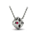 Diamond Halo and Round Ruby Center Pendant