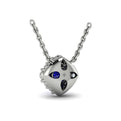 Diamond Halo and Round Sapphire Center Pendant