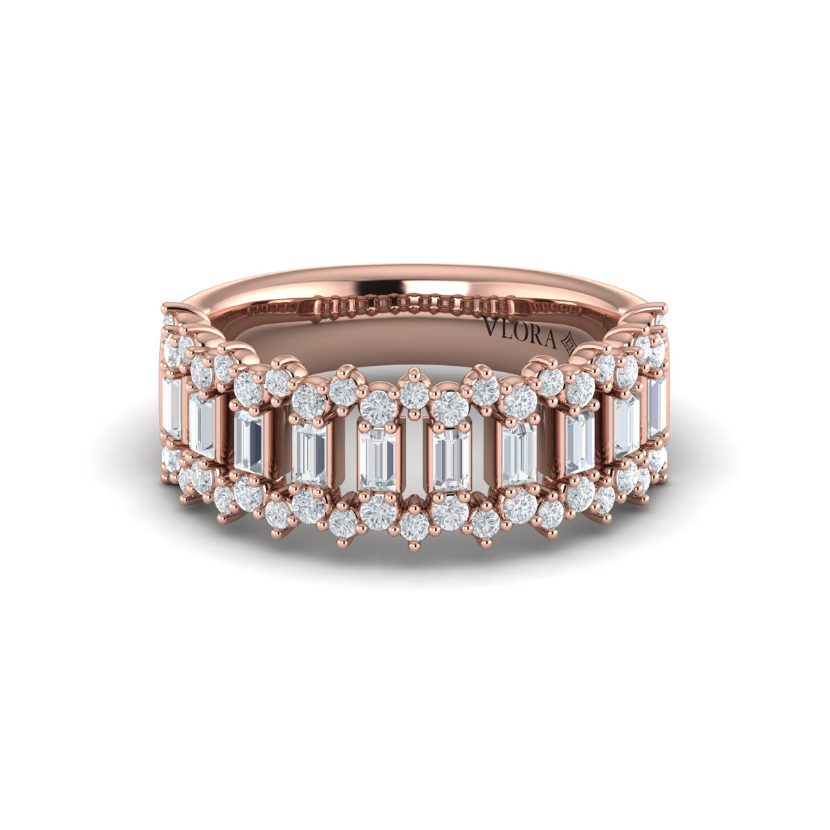 Diamond Baguette and Round Diamond Regal Ring