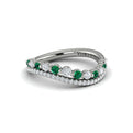 Diamond and Emerald Two Row Curved Ring