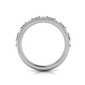Diamond and Emerald Two Row Curved Ring