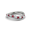 Diamond and Ruby Two Row Curved Ring