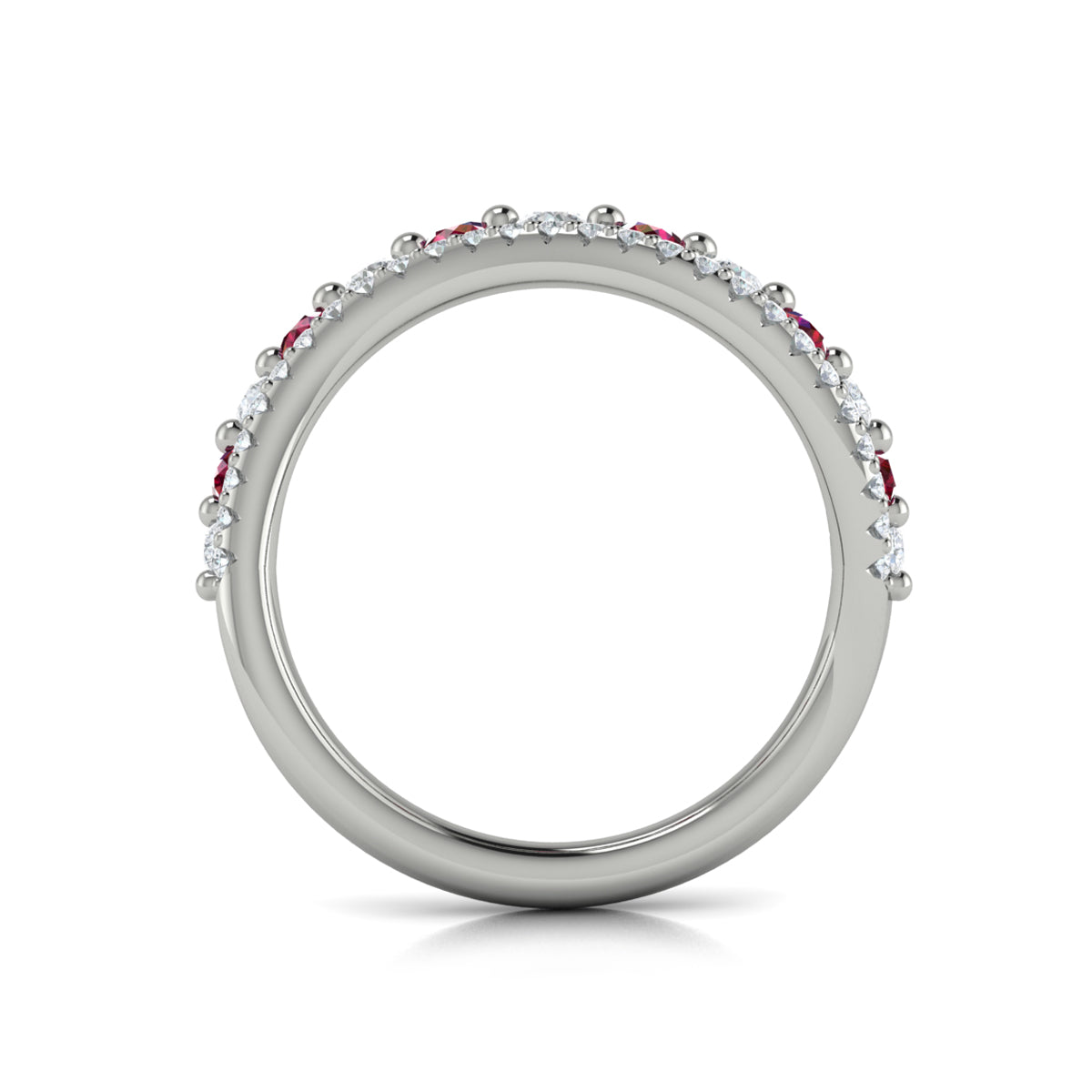 Diamond and Ruby Two Row Curved Ring