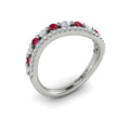 Diamond and Ruby Two Row Curved Ring
