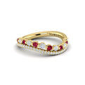 Diamond and Ruby Two Row Curved Ring