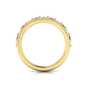 Diamond and Ruby Two Row Curved Ring
