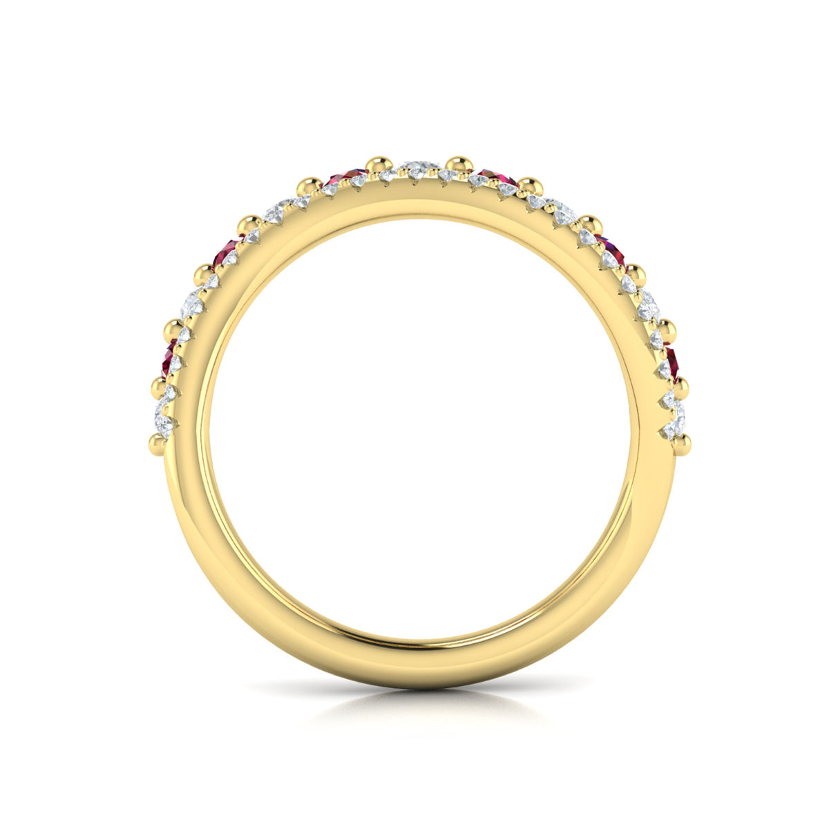 Diamond and Ruby Two Row Curved Ring
