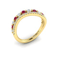 Diamond and Ruby Two Row Curved Ring