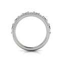 Diamond and Blue Sapphire Two Row Curved Ring