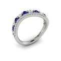 Diamond and Blue Sapphire Two Row Curved Ring