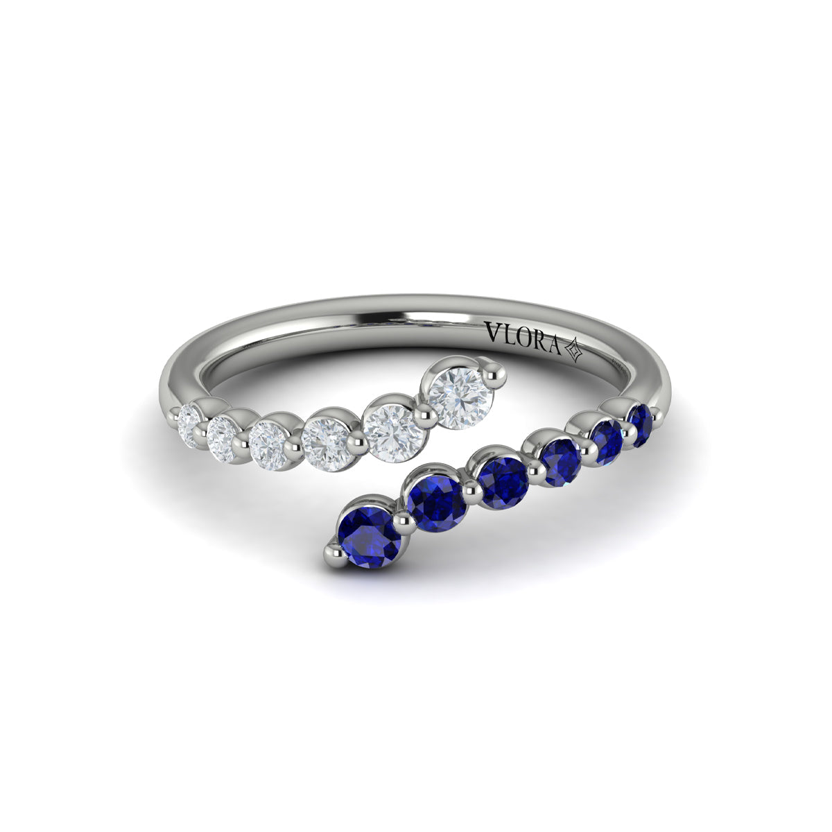 Diamond and Blue Sapphire Open Wrap Ring