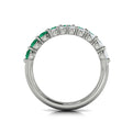 Diamond and Emerald Three Row Wrap Ring