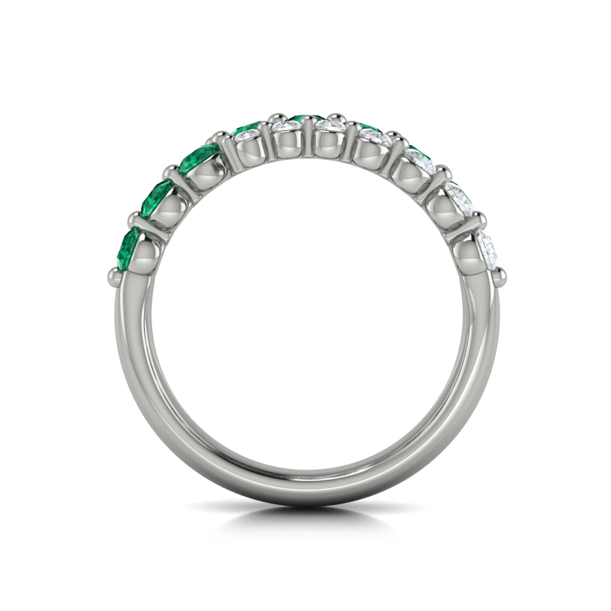 Diamond and Emerald Three Row Wrap Ring