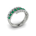 Diamond and Emerald Three Row Wrap Ring