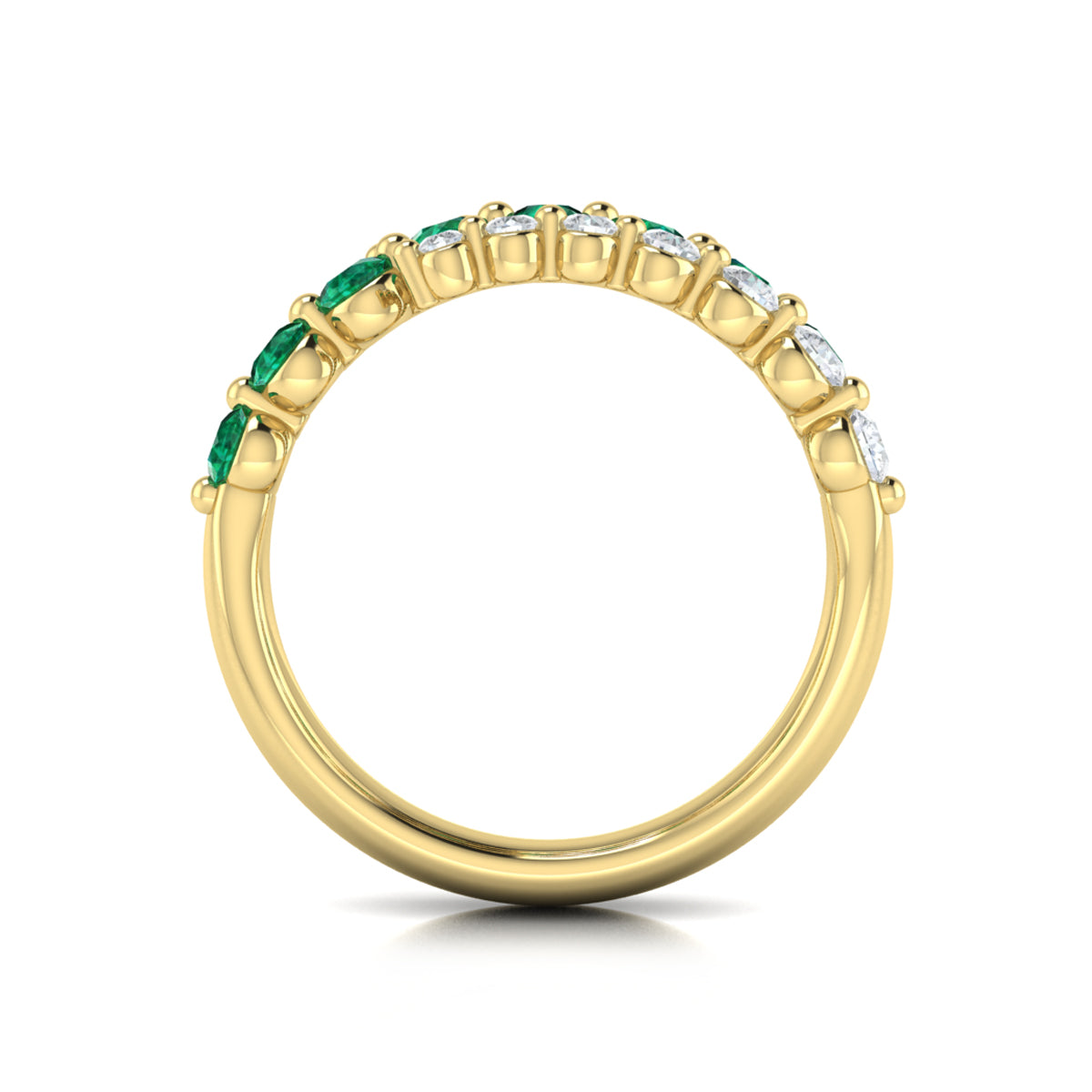 Diamond and Emerald Three Row Wrap Ring