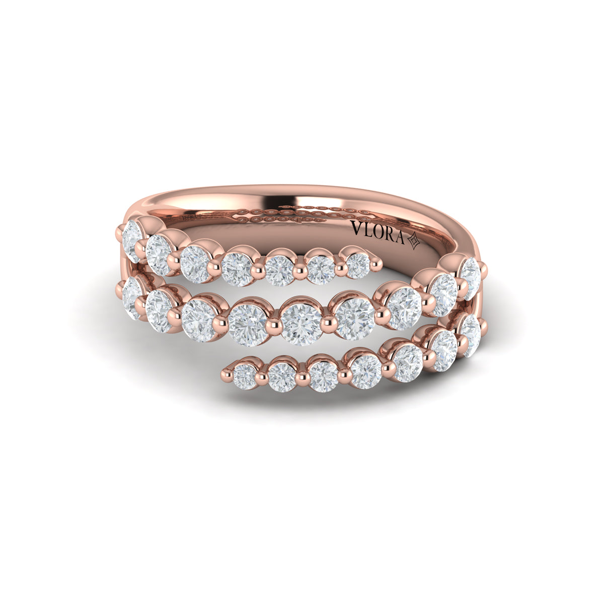 Diamond  Three Row Wrap Ring