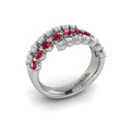 Diamond and Ruby Three Row Wrap Ring
