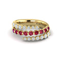 Diamond and Ruby Three Row Wrap Ring