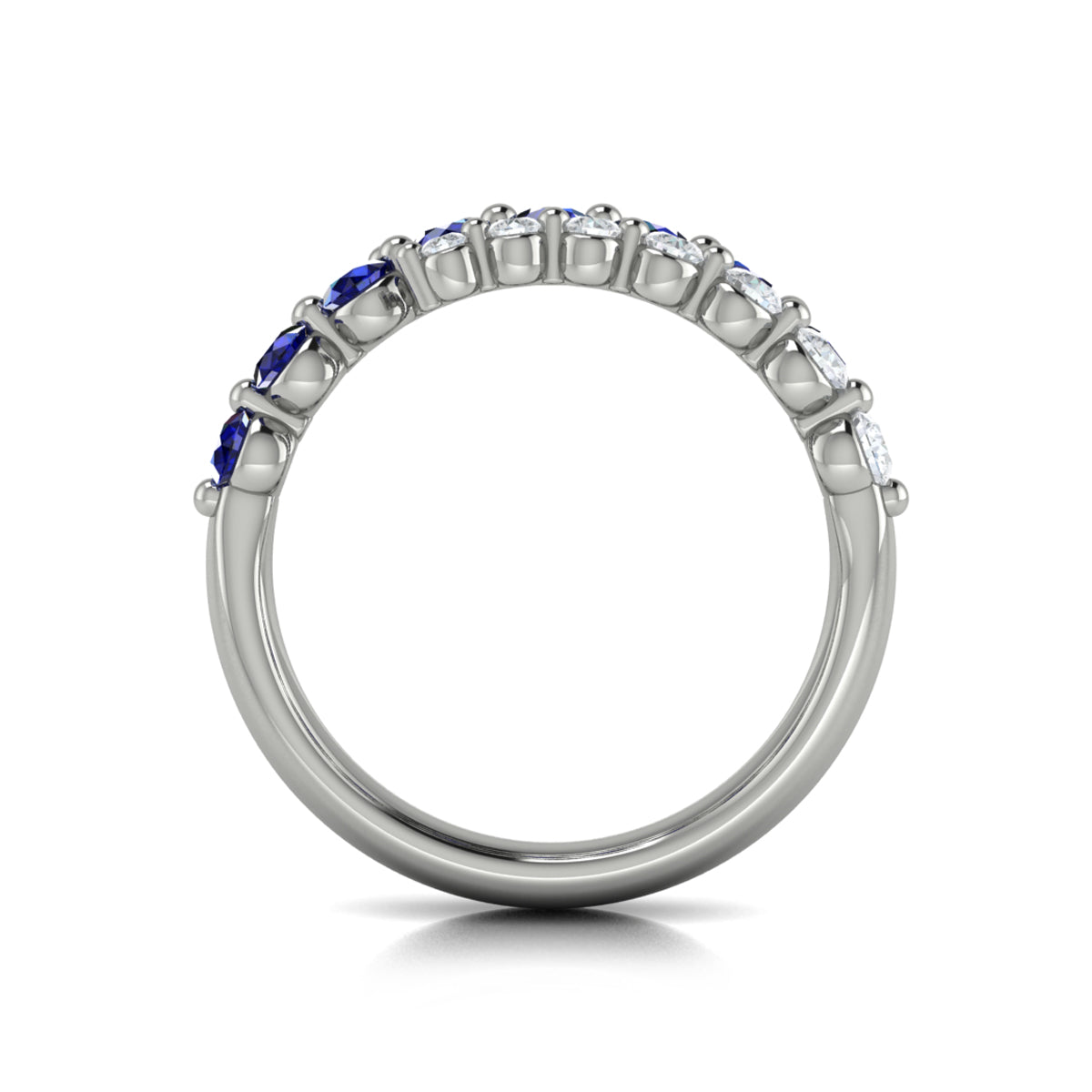 Diamond and Blue Sapphire Three Row Wrap Ring