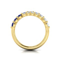 Diamond and Blue Sapphire Three Row Wrap Ring