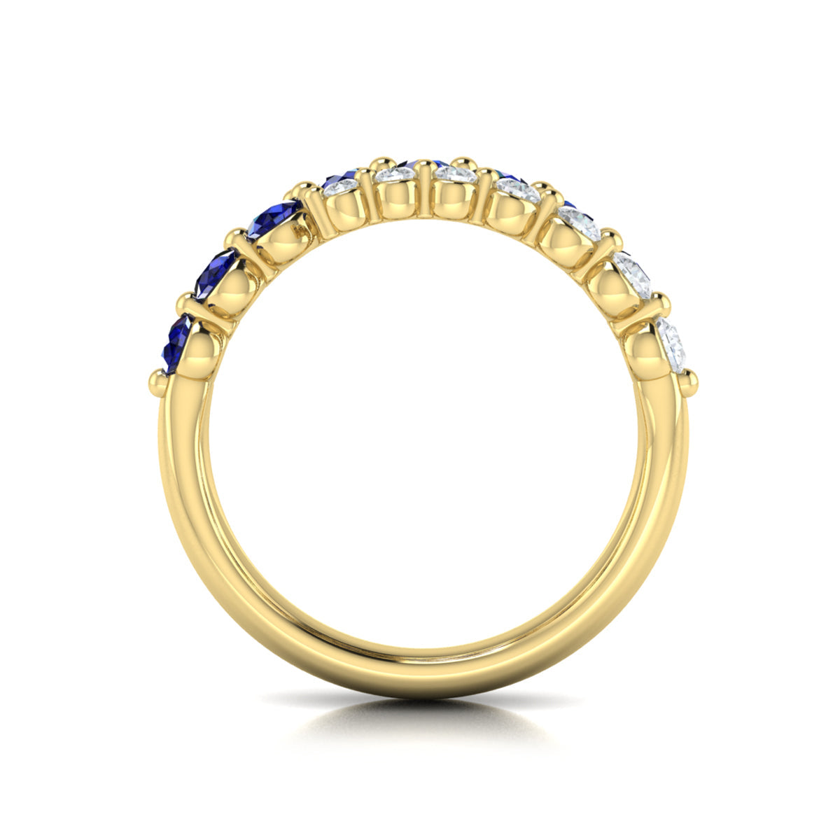 Diamond and Blue Sapphire Three Row Wrap Ring