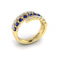 Diamond and Blue Sapphire Three Row Wrap Ring