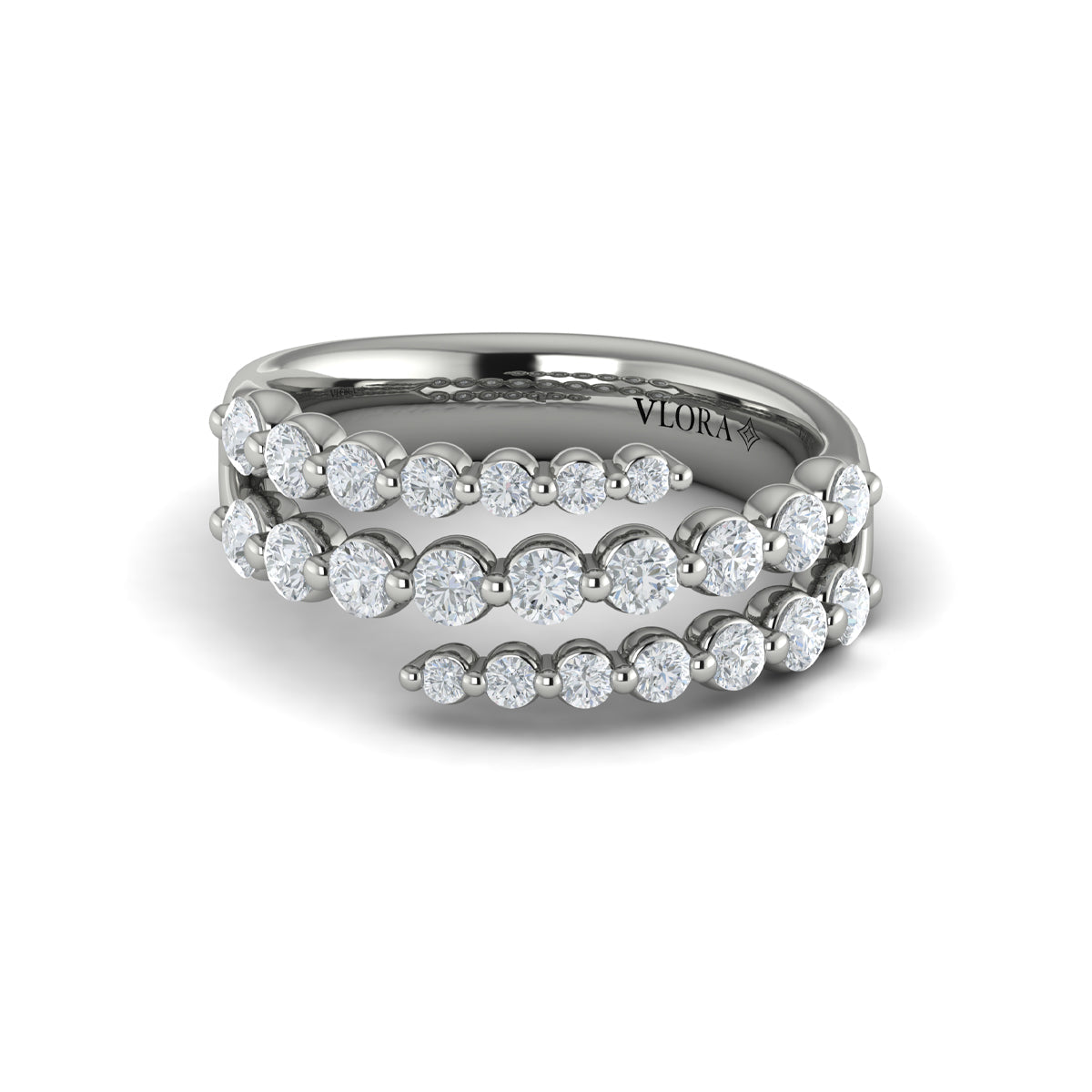 Diamond  Three Row Wrap Ring