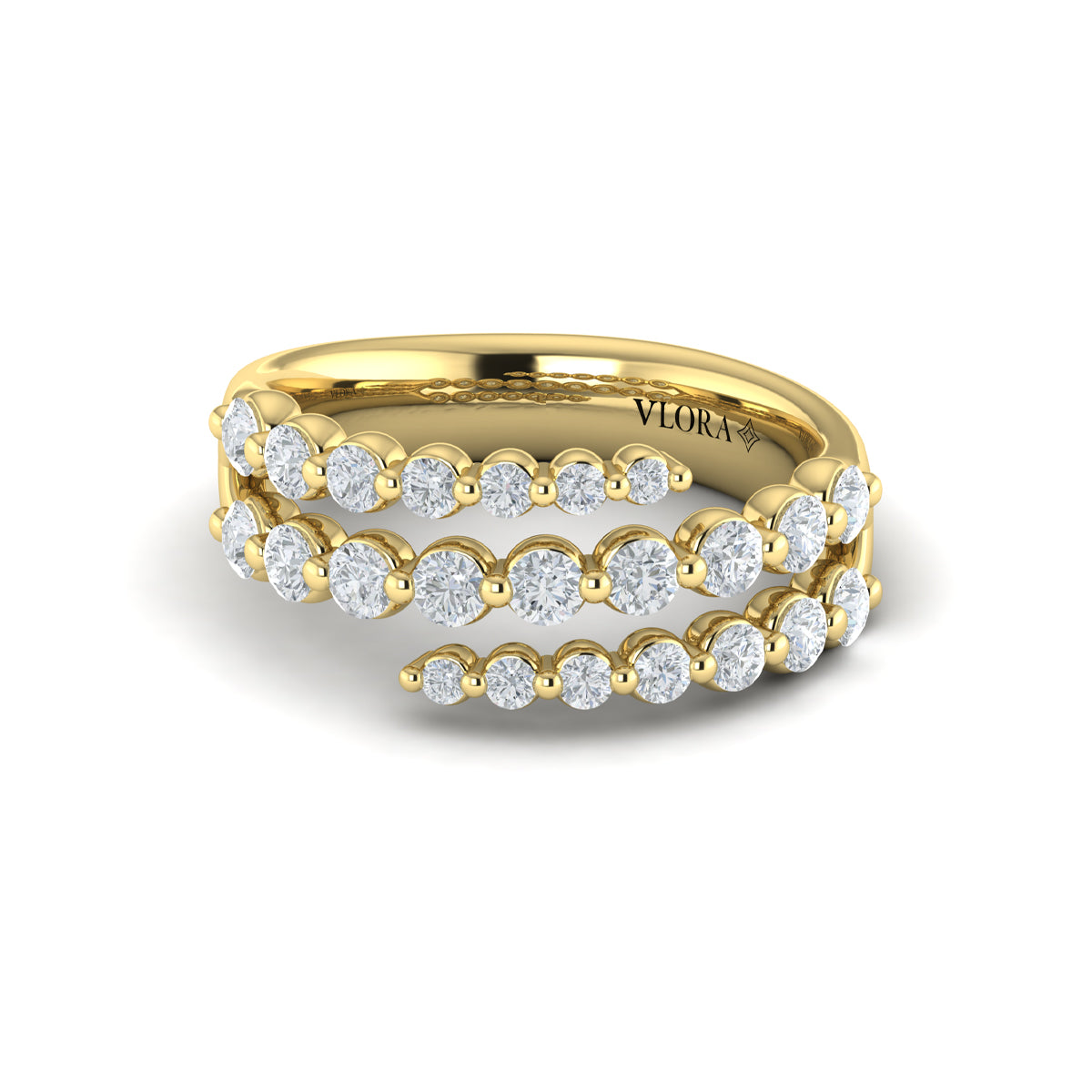 Diamond  Three Row Wrap Ring