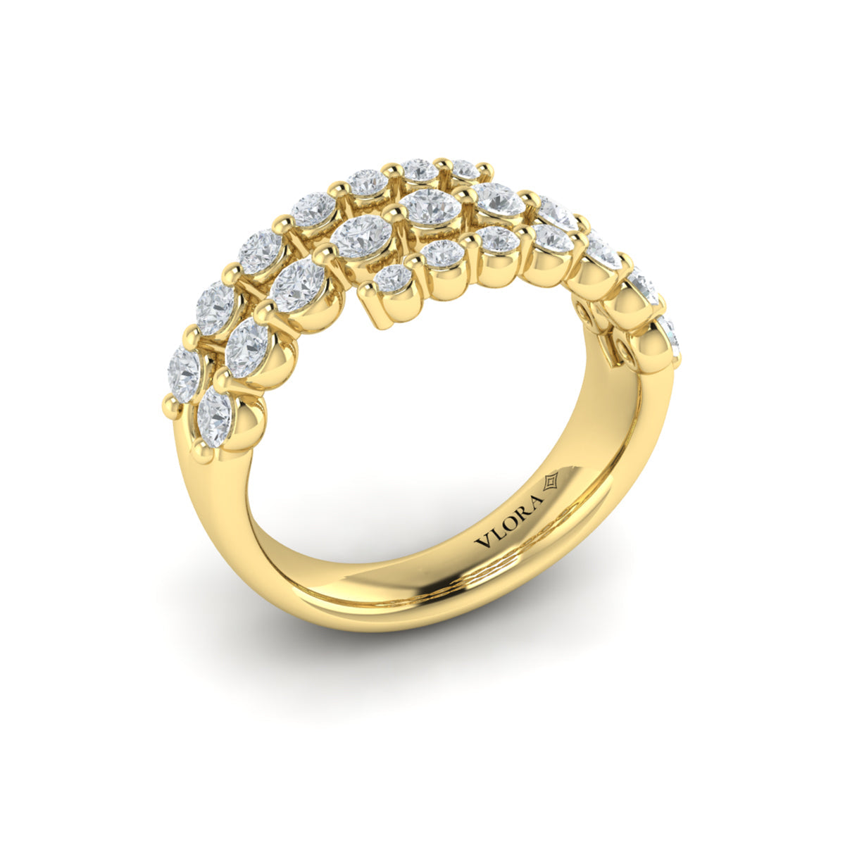 Diamond  Three Row Wrap Ring