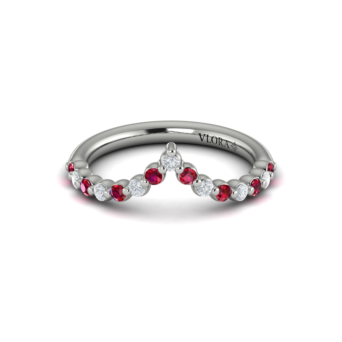 Diamond and Ruby Chevron Ring