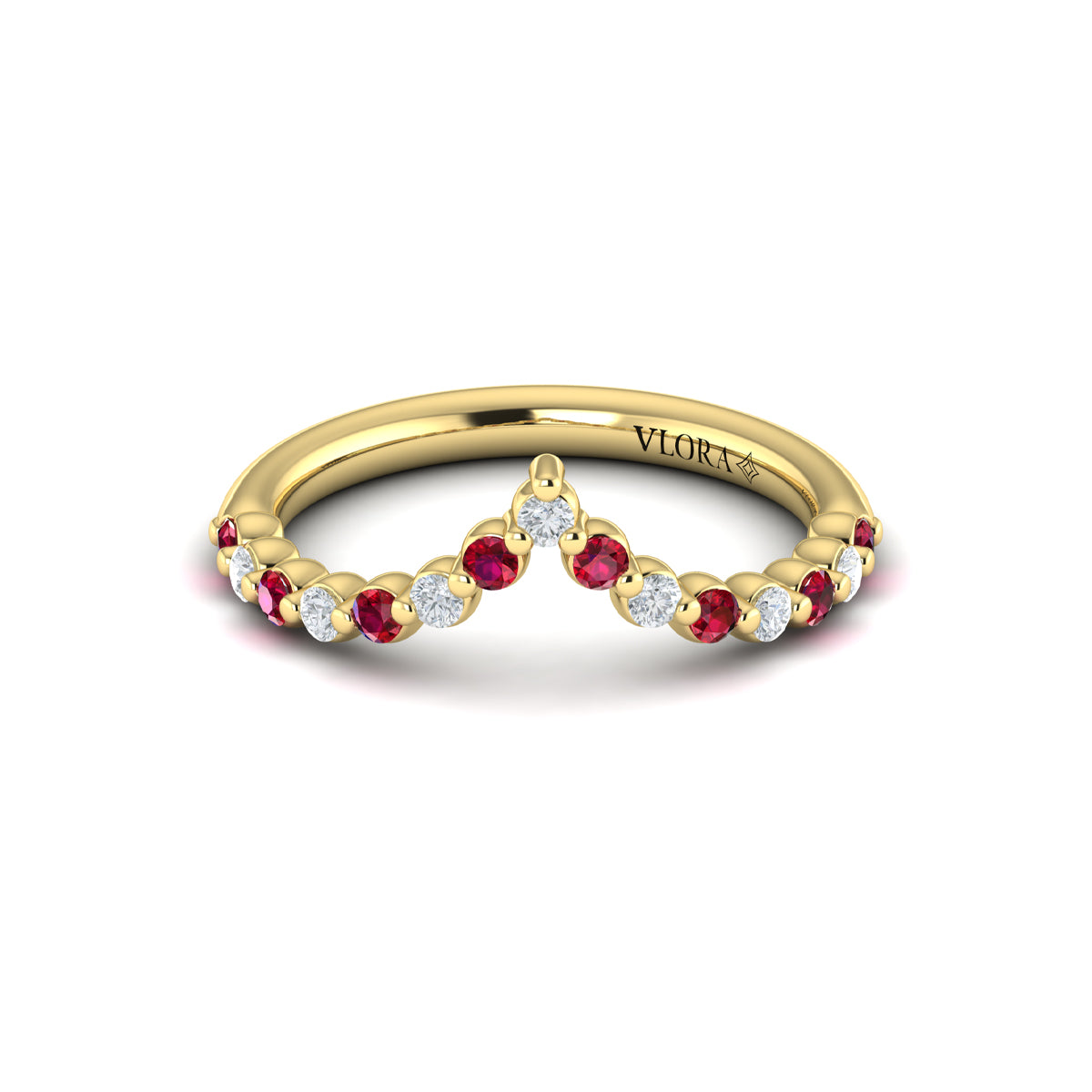 Diamond and Ruby Chevron Ring