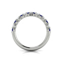 Diamond and Blue Sapphire Chevron Ring