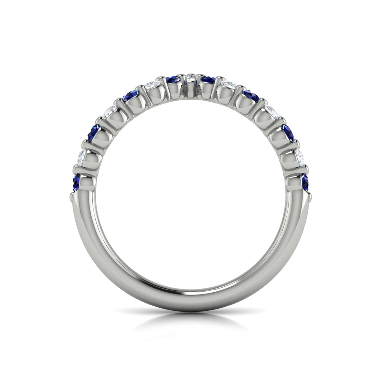 Diamond and Blue Sapphire Chevron Ring