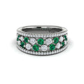Diamond and Emerald Cluster Statement Ring