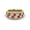 Diamond and Ruby Cluster Statement Ring