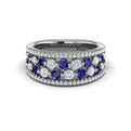 Diamond and Blue Sapphire Cluster Statement Ring