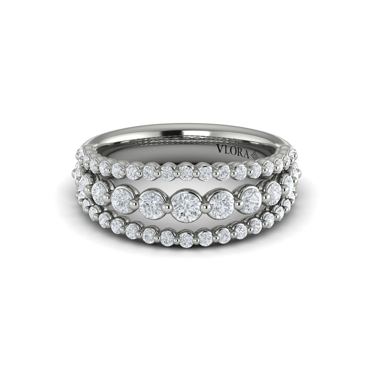 Diamond Three Row Ring