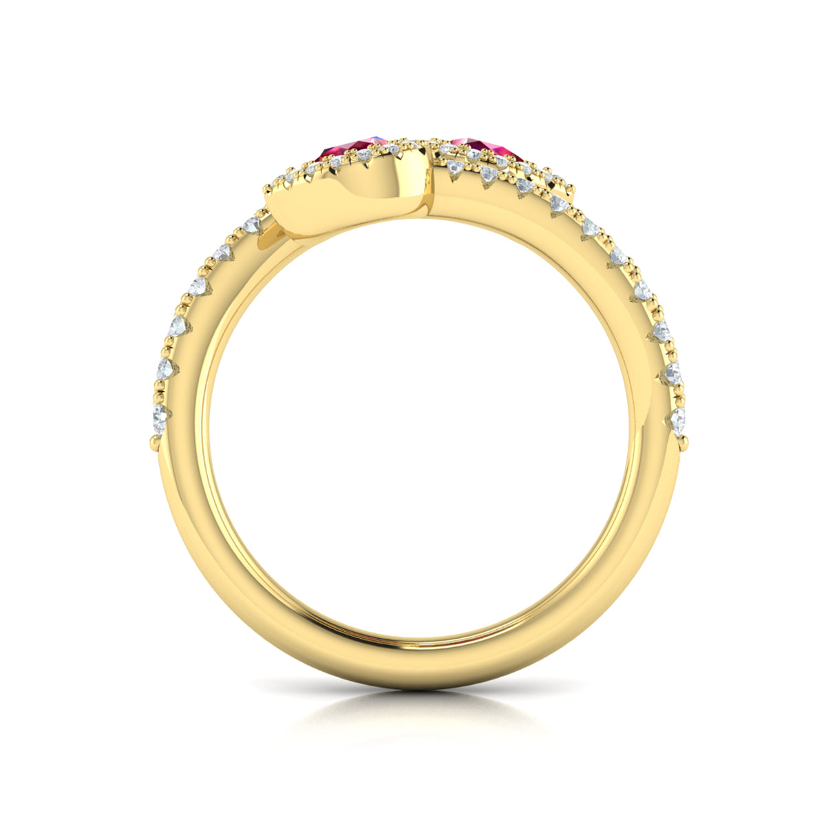 Diamond Wrapped Pear Ruby Ring