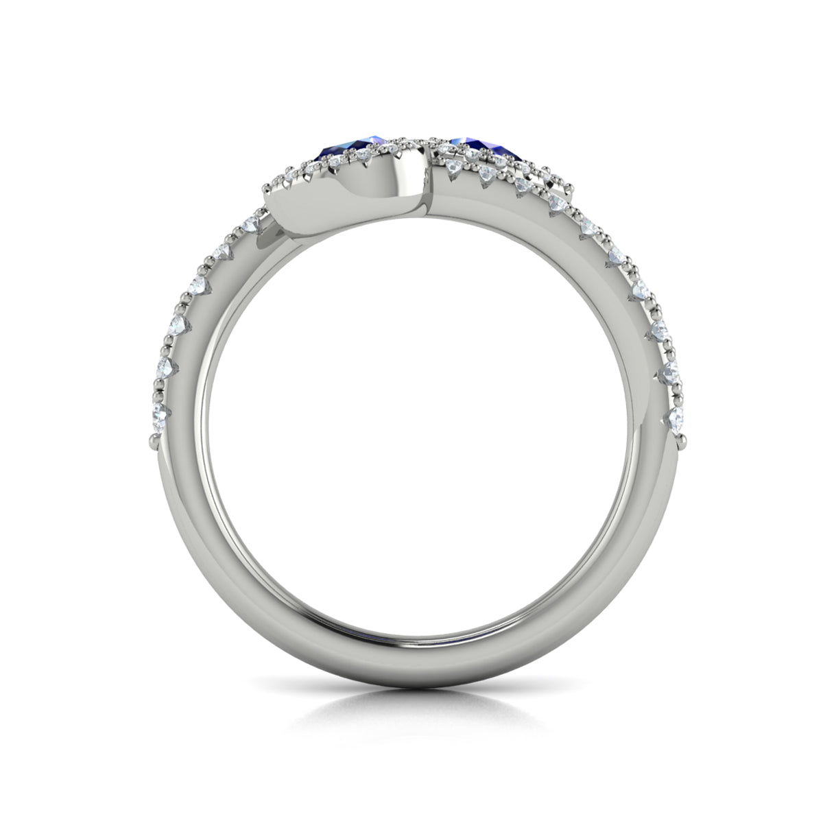 Diamond Wrapped Pear Blue Sapphire Ring