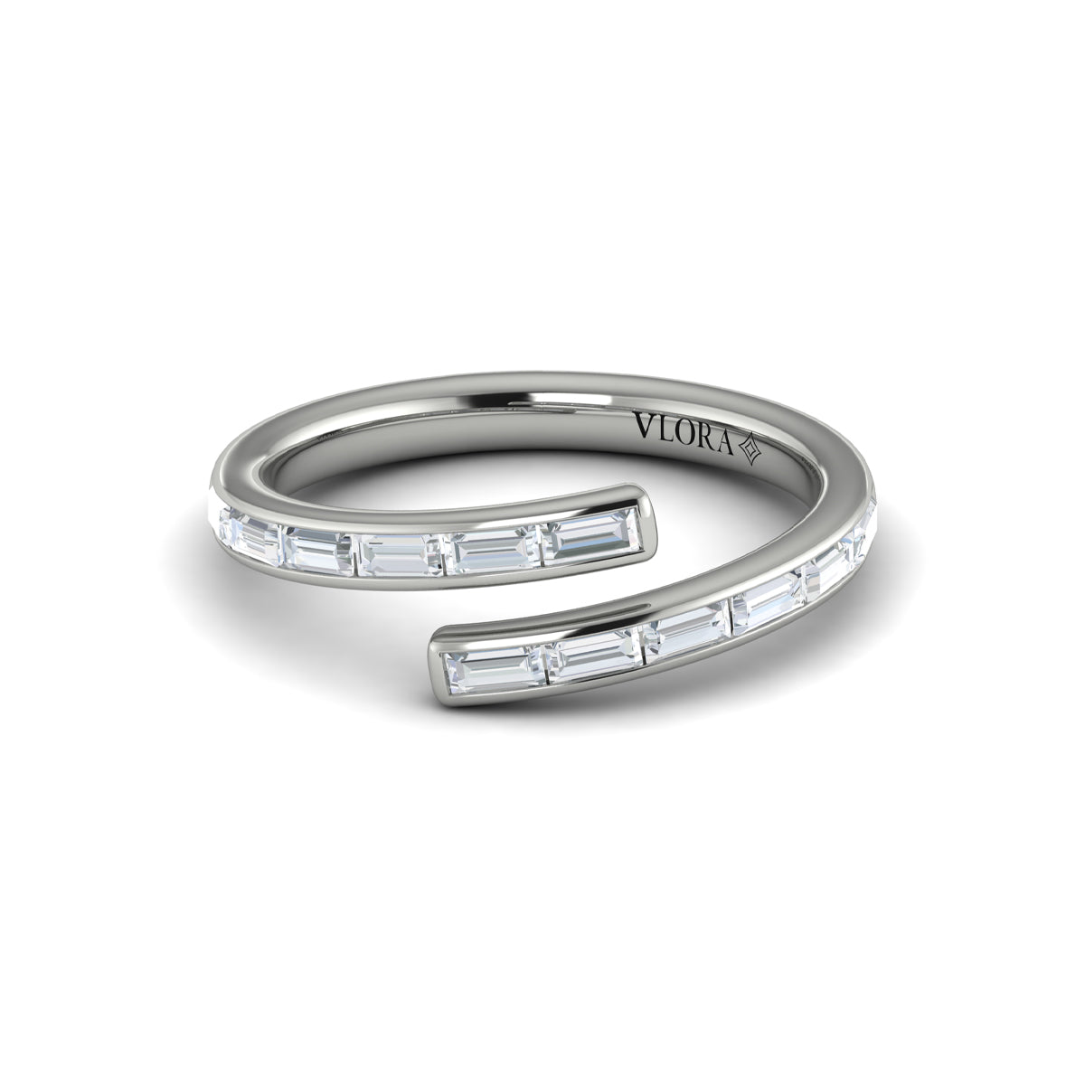 Channel Set Diamond Baguette Open Wrap Ring