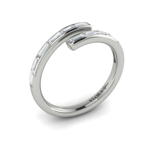 Channel Set Diamond Baguette Open Wrap Ring