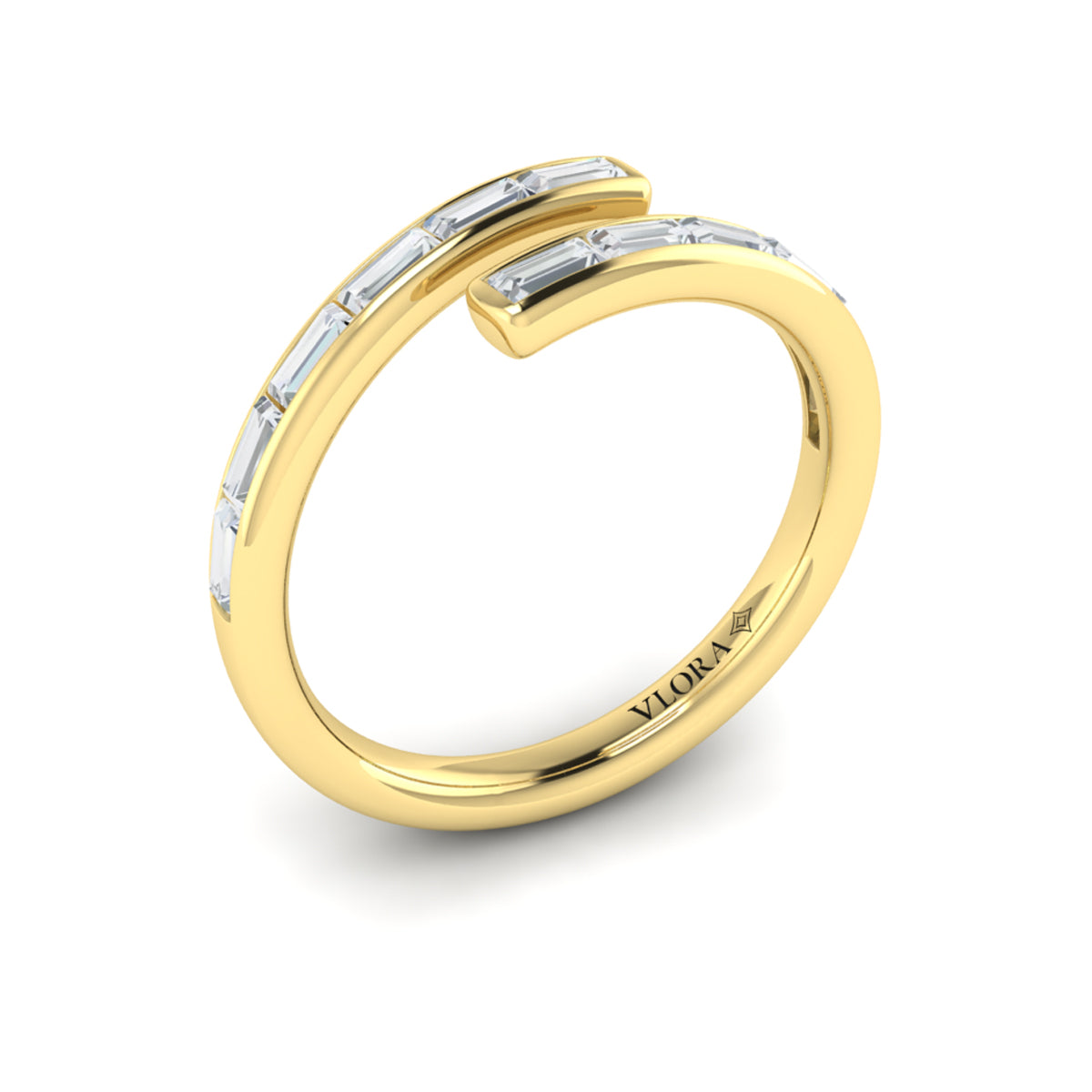 Channel Set Diamond Baguette Open Wrap Ring