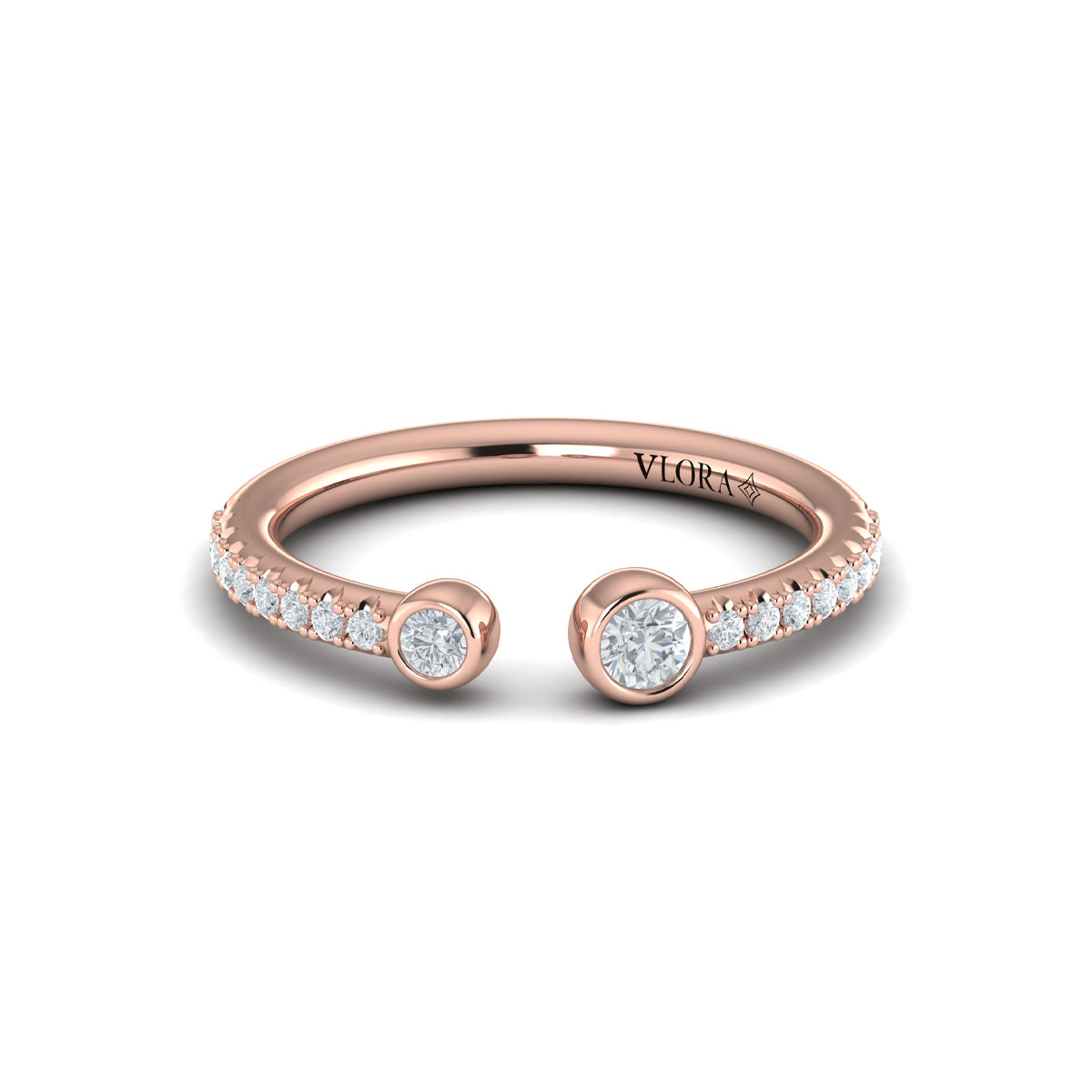 Graduating Diamond Open Ring