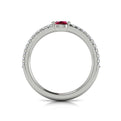 Diamond and Oval Ruby Centerstone Ring
